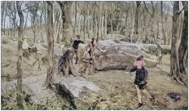 古董绘画照片:Hop-o' my - thumb或Little Thumbling图片下载