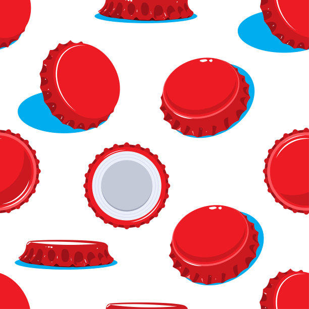 瓶盖矢量卡通无缝图案背景壁纸，包装，包装和背景。图片下载