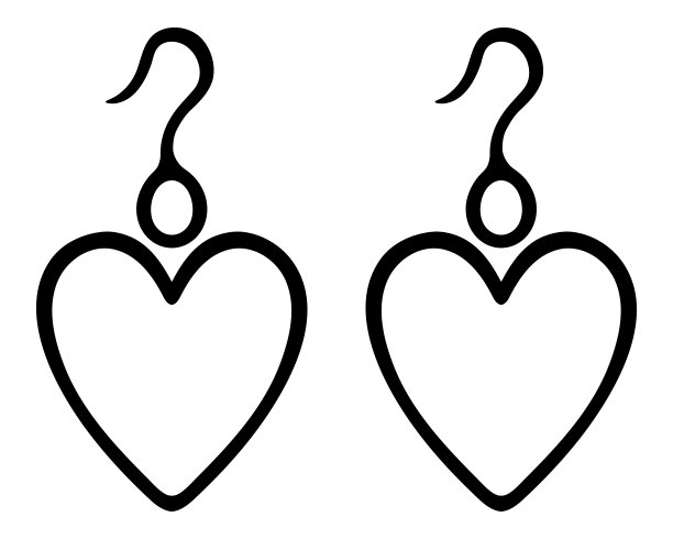 钩针编织的耳环。耳朵上装饰着一颗心。一对珍贵的物品，象征着爱情。图片下载