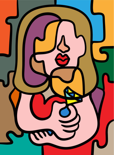 女人与钻石抽象艺术图片下载