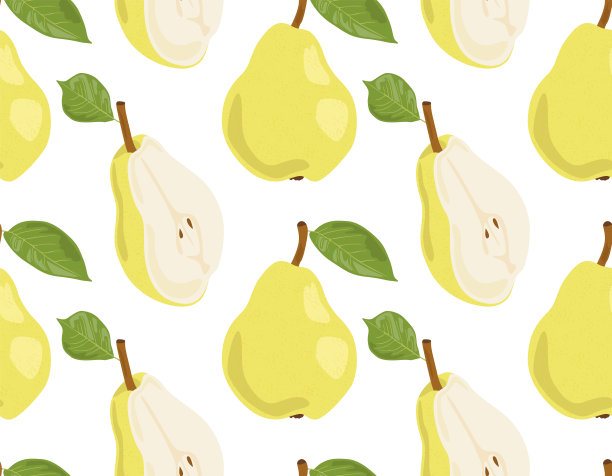 整个梨和带叶子的梨图片下载