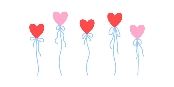 心脏气球矢量形状剪贴画元素集。情人节浪漫象征插画图片下载