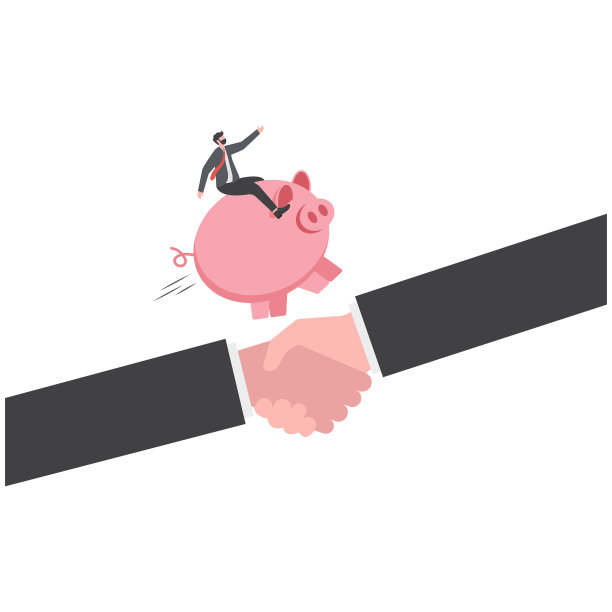 领导帮助业务团队，追求成功。一个商人骑着储蓄罐，指着手指向前跑。图片下载