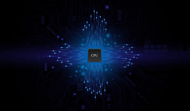 主板上的CPU芯片。中央计算机处理器CPU的概念。量子计算机处理大数据数据库的概念。未来的微芯片处理器。数字芯片。图片下载
