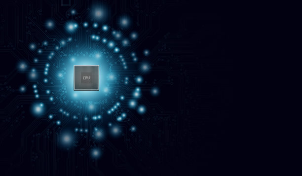 主板上的CPU芯片。中央计算机处理器CPU的概念。量子计算机处理大数据数据库的概念。未来的微芯片处理器。数字芯片。图片下载