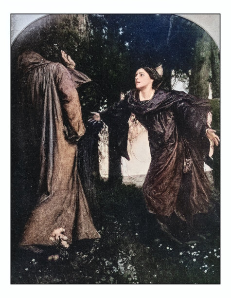 古董绘画照片:麻风病人的妻子图片下载