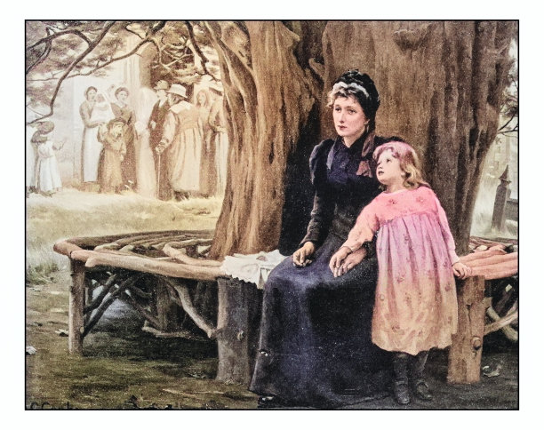 古董画照片:母女图片下载