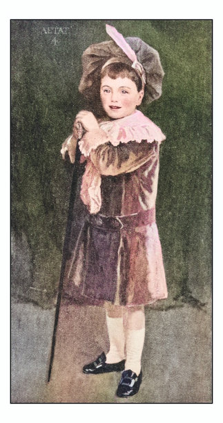 古董照片的绘画:男孩肖像图片下载