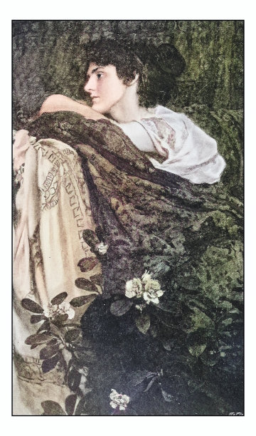 古董照片的绘画:妇女肖像图片下载