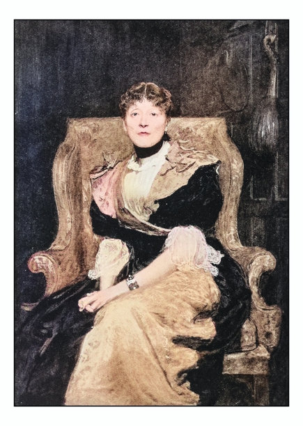 古董照片的绘画:妇女肖像图片下载