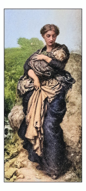 女子肖像画的古董照片图片下载