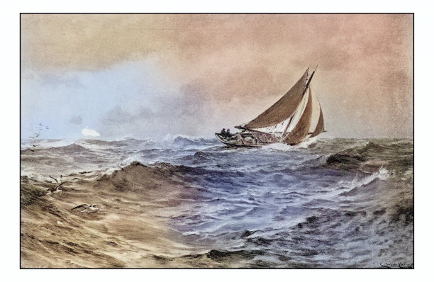 古董画照片:帆船图片下载