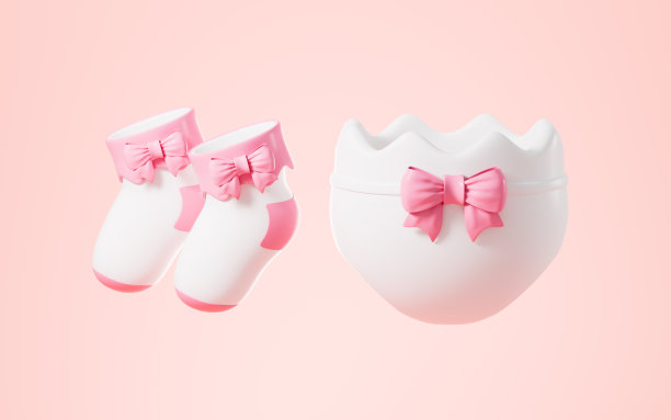 婴儿纸尿裤和袜子，婴儿用品，3d渲染。图片下载
