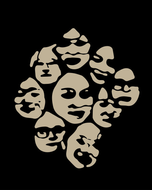 抽象黑白极简主义版画风格的美术肖像插图图案收藏图片下载