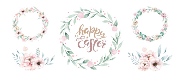 花圈，集花架和花束，水彩花粉红牡丹，牡丹手绘插画。孤立在白色背景上。完美的贺卡设计。图片下载