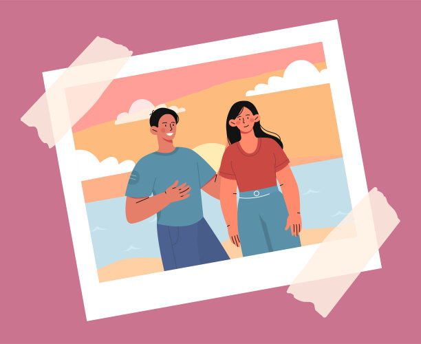 情侣照片矢量概念图片下载