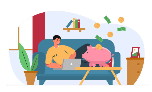 幸福的百万富翁在家里矢量图片下载