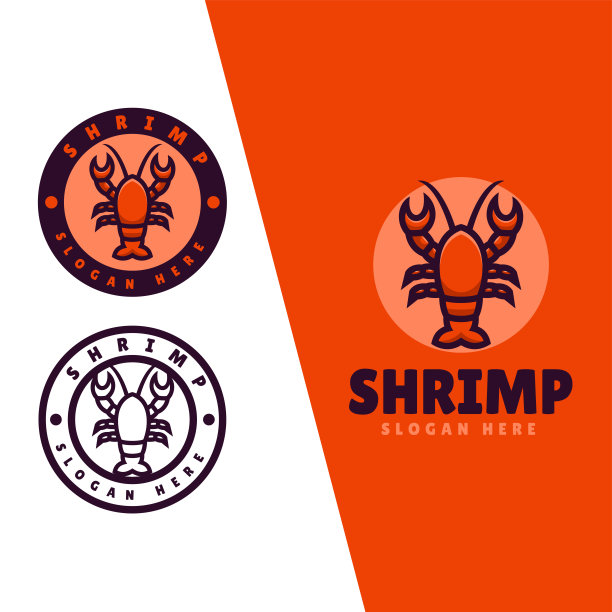 矢量插图虾简单的吉祥物风格。图片下载