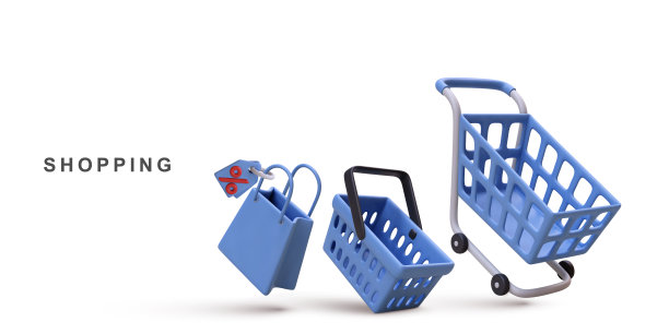 3d新的购物横幅商店在白色的背景。矢量插图。图片下载