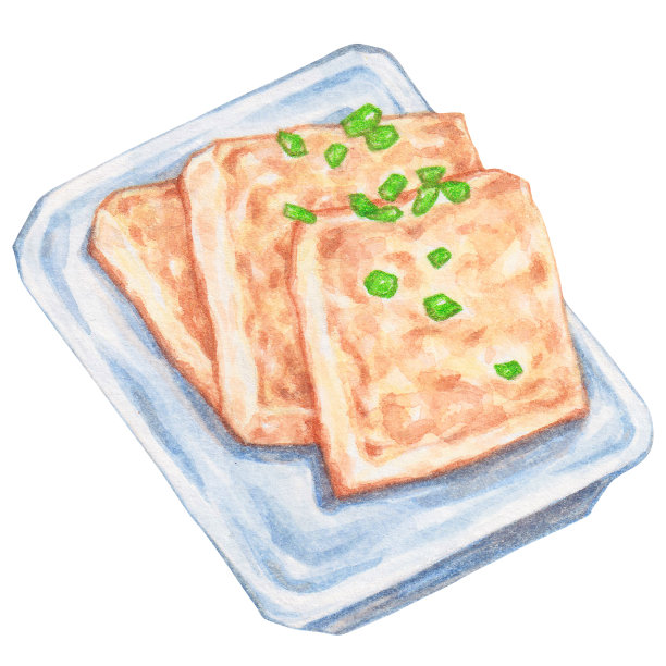 turnip cake, watercolor asian food design图片下载
