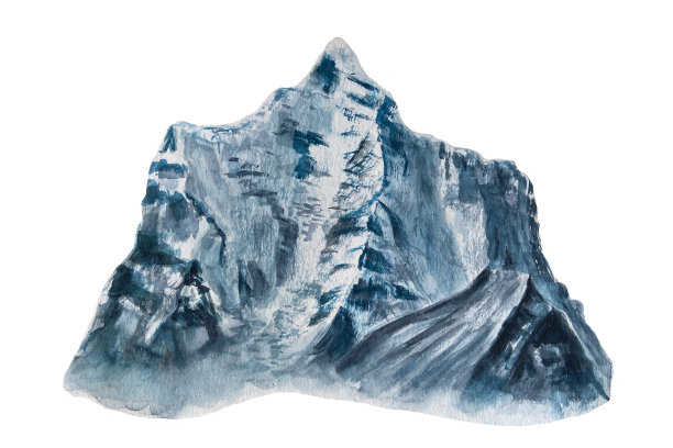 高品质的水彩岩石插图孤立的白色图片下载