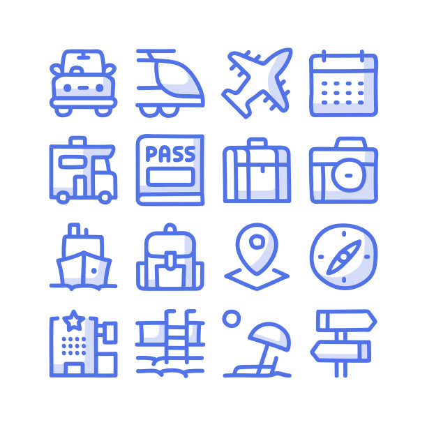 手绘旅游图标图片下载