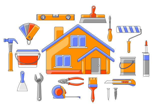 有修理工具的背景。建筑工业和商业设备。图片下载