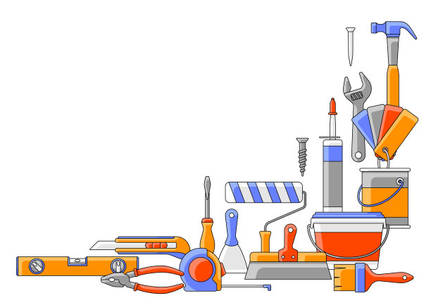 有修理工具的背景。建筑工业和商业设备。图片下载