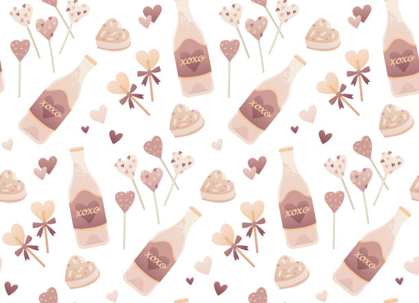 甜蜜的爱情无缝图案。图片下载