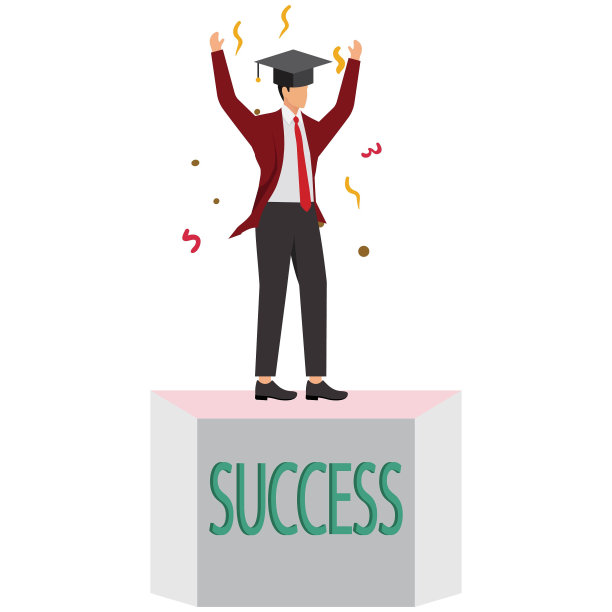 成功地获得了一顶学士帽，商人成功地获得了象征智慧的学士帽图片下载