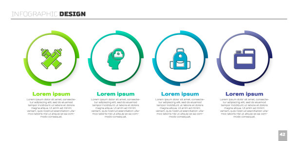 集喷漆罐，喷头盖，学校背包和油漆，水粉，罐子，染料。业务信息图表模板。向量图片下载