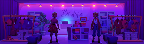 晚上女装精品店关门了。图片下载