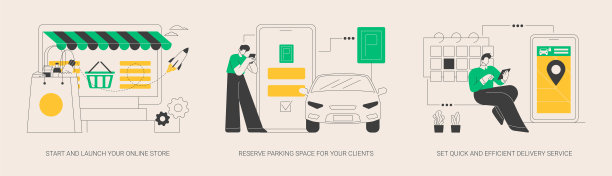 网上商店提货服务抽象概念矢量插图。图片下载