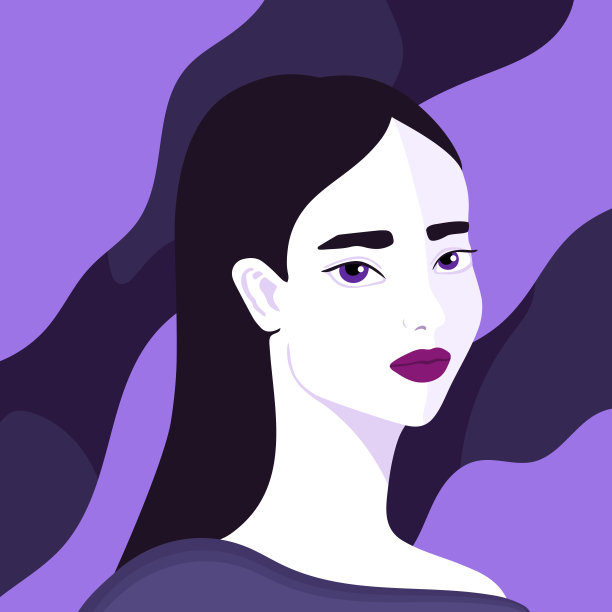 一个美丽的半转身女人的肖像。年轻的金发女孩。时尚与美丽。女性。社交网络的化身。明亮的艺术。平的风格图片下载