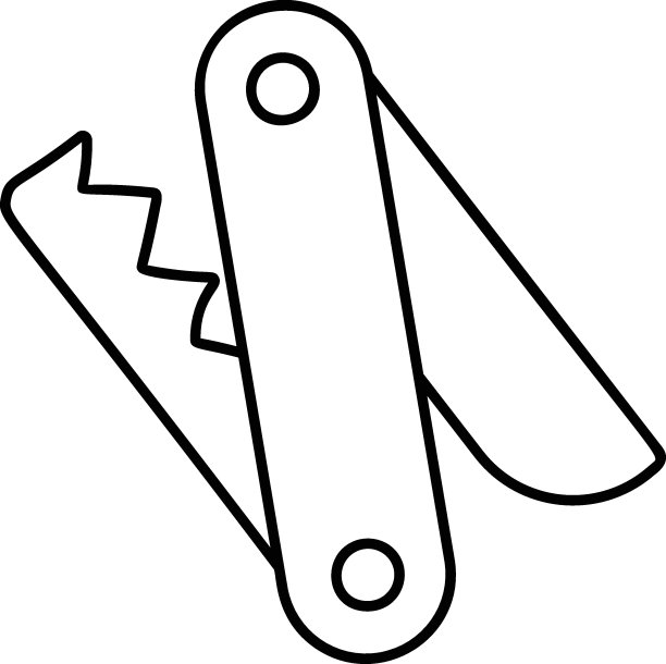 口袋小刀概念，可折叠生存工具矢量图标设计，露营和户外符号，极限运动设备标志，背包和冒险旅行元素股票插图图片下载