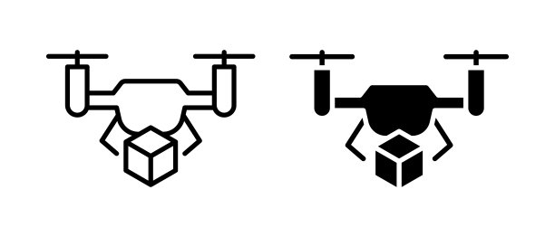 无人机图标矢量符号。四轴飞行器发射符号图片下载
