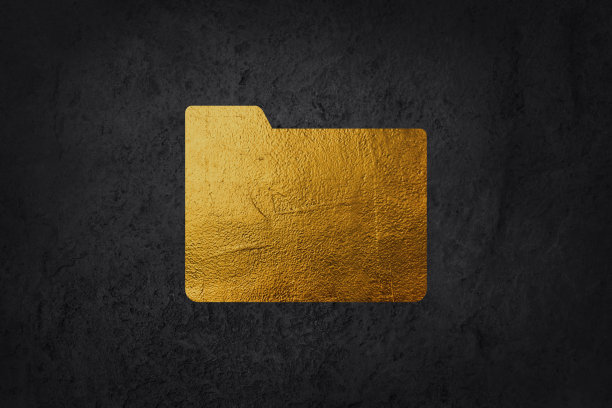 金色文件夹与文件列表图标。用于管理文件的3d文件夹和纸张。有效地记录项目计划概念。3 d渲染。图片下载