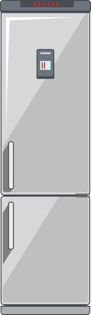 厨房冰箱图标在平面风格。矢量图图片下载
