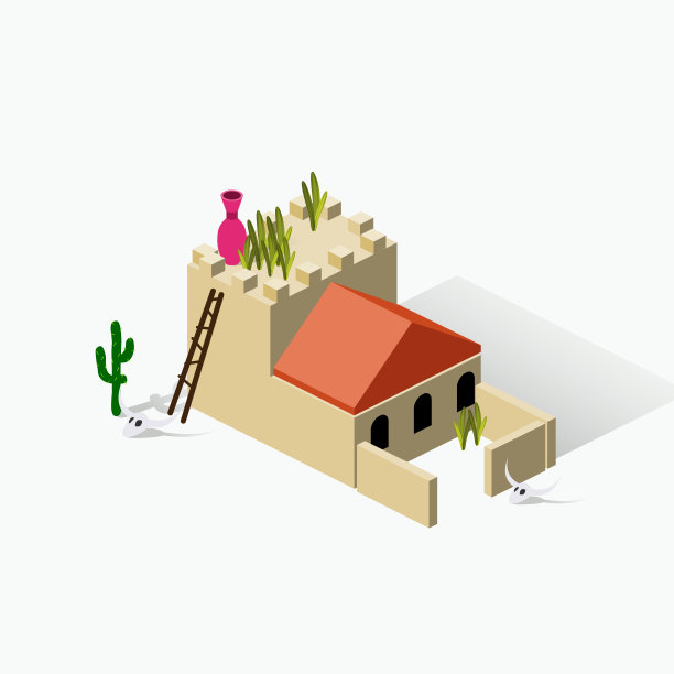 等距中东房屋-亚洲建筑-小镇-沙漠建筑-目的地中东-旅游景点-地点-中东地区-参观沙漠-沙建筑-沙房子-地标图片下载