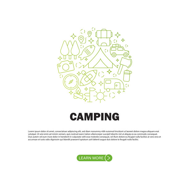 露营横幅模板矢量设计。图片下载