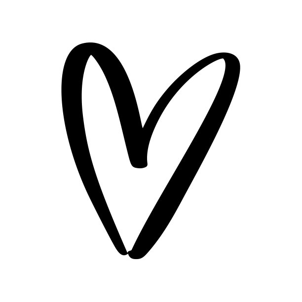 爱心矢量黑色心形框架与画笔绘画图标。手绘情人节标志。装饰贺卡，婚礼，杯子，照片重叠，海报设计图片下载