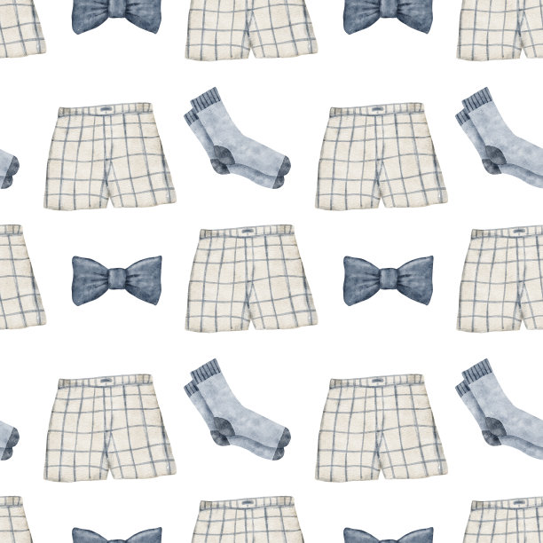 有趣的无缝图案与袜子，内裤和领带在白色的背景。图片下载