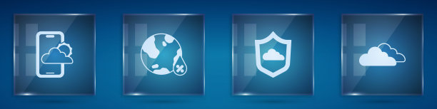 设置天气预报，水滴百分比和云。方形玻璃板。向量图片下载