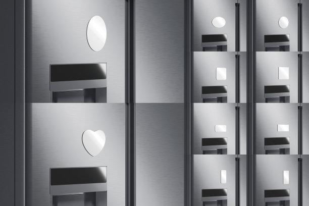 冰箱模型上的空白磁铁，形状各异，侧视图图片下载