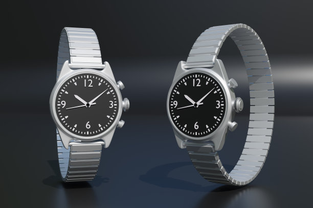 3d渲染豪华手表孤立的黑色背景图片下载