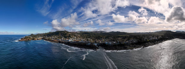 德普湾俄勒冈海岸101号公路无人机全景照片6图片下载