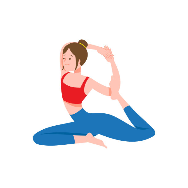 插图，女子做瑜伽运动的姿势，白色背景图片下载