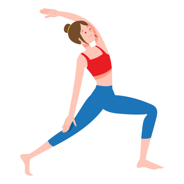 插图，女子做瑜伽运动的姿势，白色背景图片下载