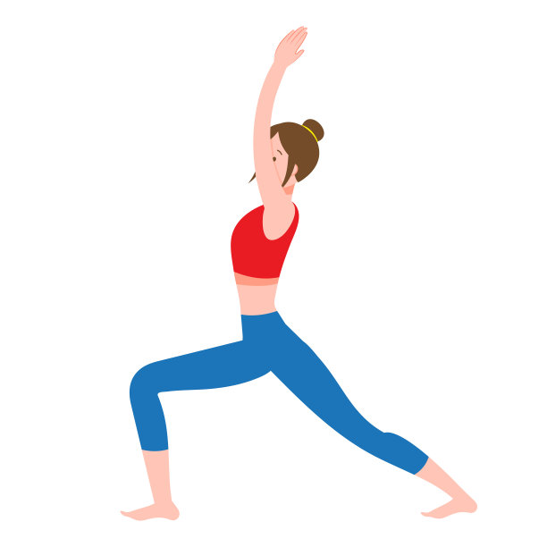 插图，女子做瑜伽运动的姿势，白色背景图片下载