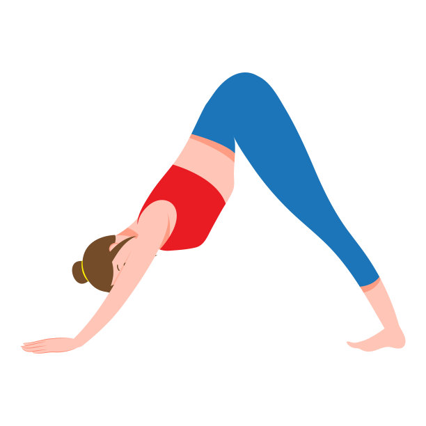 插图，女子做瑜伽运动的姿势，白色背景图片下载